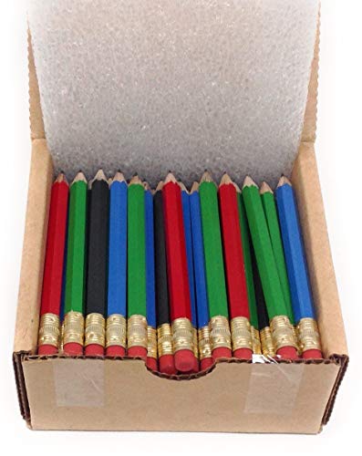 Product Cover Half Pencils with Eraser - Golf, Classroom, Pew - #2 Hexagon, Sharpened, Box of 72. Color: Four Mixed Classic