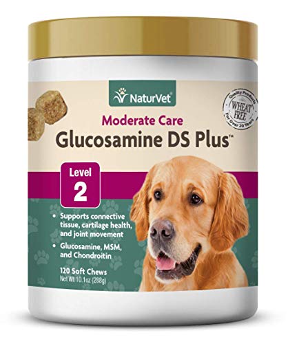 Product Cover NaturVet - Glucosamine DS Plus - Level 2 Moderate Care - Supports Healthy Hip & Joint Function - Enhanced with Glucosamine, MSM & Chondroitin - for Dogs & Cats - 120 Soft Chews