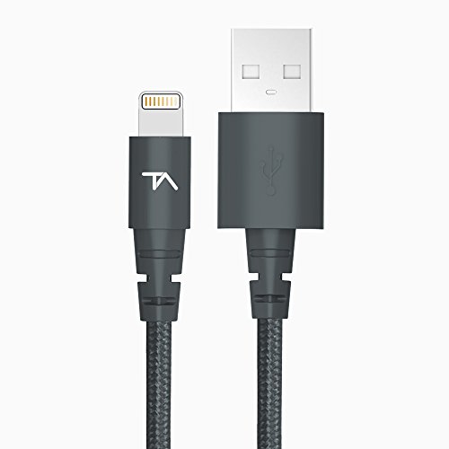 Product Cover Tech Armor Apple MFi Certified Lightning Cable to USB A - 2FT Space Grey - Tough-Braided Extra-Strong Jacket - Sync/Charge iPhone & iPad