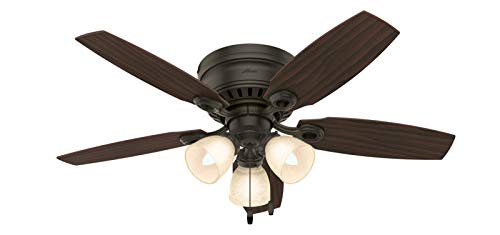 Product Cover Hunter Indoor Low Profile Ceiling Fan, with pull chain control - Hatherton 46 inch, New Bronze, 52086