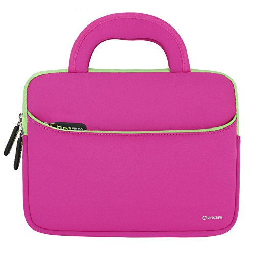 Product Cover 8.9-10.1 inch Tablet Sleeve, Evecase 8.9~10.1 inch Ultra-Portable Neoprene Zipper Carrying Sleeve Case Bag with Accessory Pocket - Hot Pink/Green