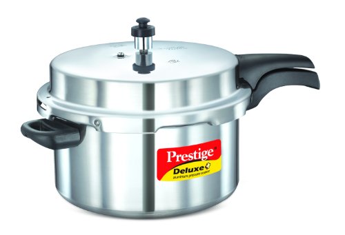Product Cover Prestige Deluxe Plus Induction Base Aluminium Pressure Cooker Silver 7.5L