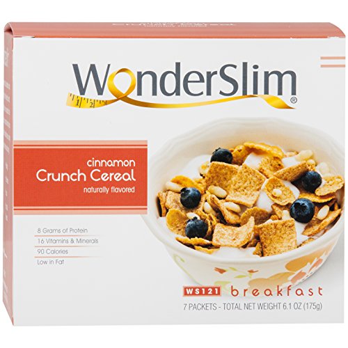 Product Cover WonderSlim Diet Protein Breakfast Cereal - Cinnamon Crunch (7 Servings/Box) - Healthy Low Fat, Low Calorie, Cholesterol Free Cereal