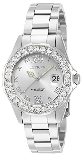 Product Cover Invicta Women's 15251 Pro Diver Silver Dial Crystal Accented Stainless Steel Watch
