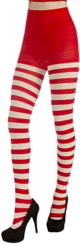 Product Cover Forum Novelties Women's Adult Christmas Striped Tights, Red/White, One Size