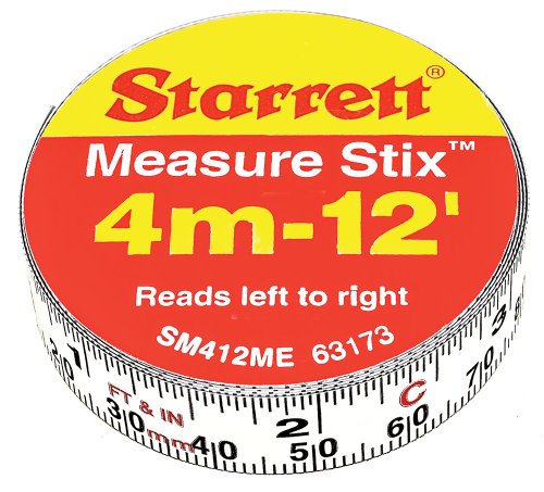 Product Cover Starrett Measure Stix SM412ME Steel White Measure Tape with Adhesive Backing, English/Metric Graduation Style, Left To Right Reading, 12' (3.65m) Length, 0.5