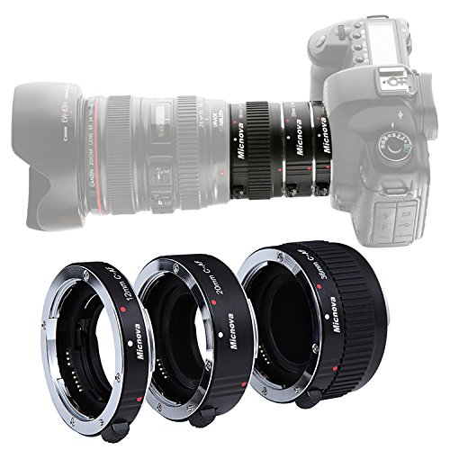 Product Cover Macro Lens Tube Extension for Canon DSLR, Micnova KK-C68 Pro Auto Focus Macro Extension Tube Set for Canon EOS EF & EF-S Mount 5D2 5D3 6D 650D 750D Film Cameras (12mm 20mm and 36mm Tubes)