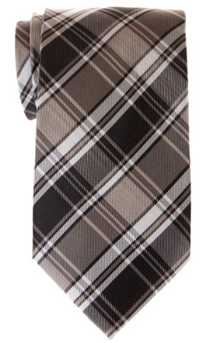 Product Cover Retreez Retro Styles Tartan Plaid Woven Microfiber Men's Tie - Grey, Black and White