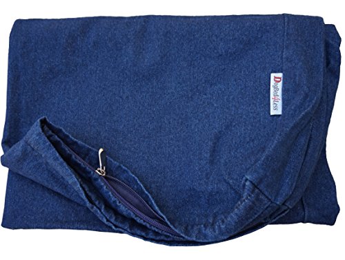 Product Cover Dogbed4less Jumbo 55X47X4 Inches Blue Color Denim Jean Dog Pet Bed External Zipper Duvet Cover - Replacement Cover only