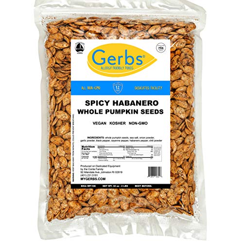 Product Cover Spicy Habanero Whole Pumpkin Seeds, 2 LBS by Gerbs - Top 14 Food Allergy Free & Non GMO - Vegan & Keto Safe - Pepitas grown USA