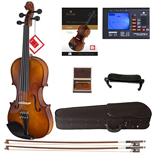 Product Cover Cecilio CVN-300 Solidwood Ebony Fitted Violin with D'Addario Prelude Strings, Size 4/4 (Full Size)