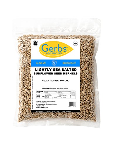 Product Cover Lightly Sea Salted Sunflower Seed Kernels 2 LBS by Gerbs - Top 14 Food Allergy Free & NON GMO - Vegan, Keto Safe & Kosher - Dry Roasted Hulled Seeds Grown in USA