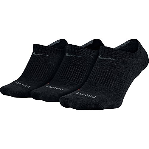 Product Cover Nike Men's Low Cut Dri-Fit Cotton Cushioned Socks Large (shoe size 8-12) (Black)