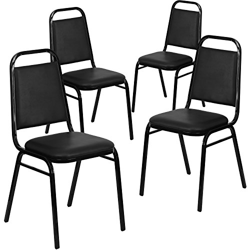 Product Cover Flash Furniture 4 Pk. HERCULES Series Trapezoidal Back Stacking Banquet Chair in Black Vinyl - Black Frame - 4-FD-BHF-2-GG