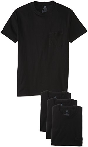 Product Cover Hanes Men's 4-Pack Assorted Pocket T-Shirt, Black, X-Large