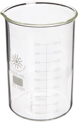 Product Cover United Scientific BG1000-2000 Borosilicate Glass Low Form Beaker, 2000ml Capacity