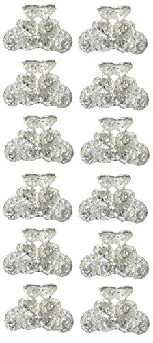 Product Cover Bella 12 Piece Set Mini Silver White Bridal Claw Clips Jaw Clips Hair Claws LPW864175-1-D