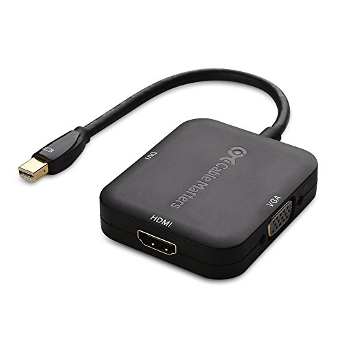 Product Cover Cable Matters Mini DisplayPort to HDMI / DVI / VGA (Mini DP to HDMI / DVI / VGA Male to Female 3-in-1 Adapter in Black-Thunderbolt / Thunderbolt 2 Port Compatible - Supporting 4K Resolution via HDMI