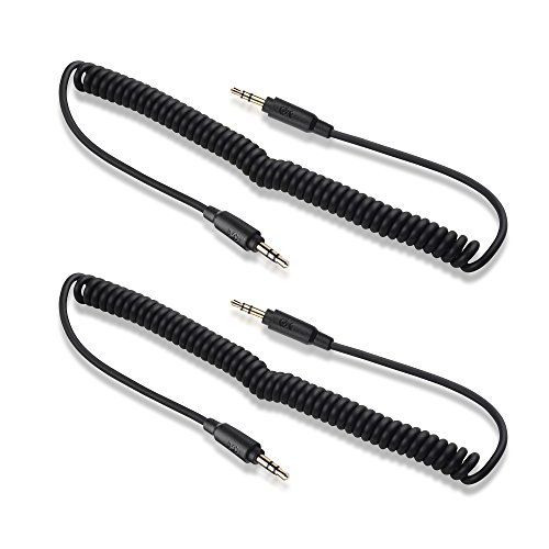 Product Cover Cable Matters 2-Pack Coiled 3.5mm Male to Male Stereo Audio Cable - Stretches from 2 to 4 Feet