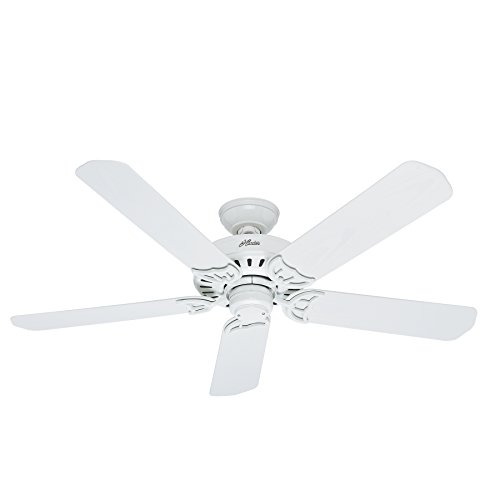 Product Cover Hunter Indoor / Outdoor Ceiling Fan, with pull chain control - Bridgeport 52 inch, White, 53125