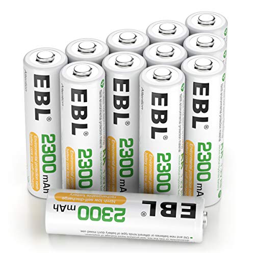 Product Cover EBL Pack of 12 AA NiMH 2300mAh Precharged Rechargeable Batteries, Home Basic AA Battery