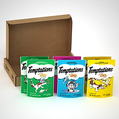 Product Cover TEMPTATIONS Classic Cat Treats Feline Favorites Variety Pack, (6) 3 oz. Pouches