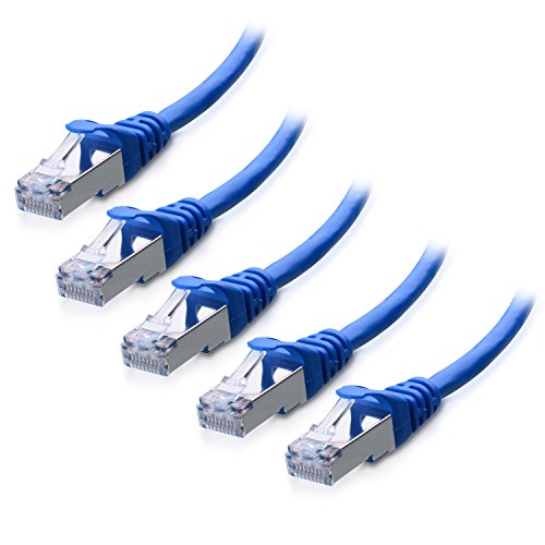 Product Cover Cable Matters 5-Pack Snagless Cat 6a, Cat6a (SSTP, SFTP) Shielded Ethernet Cable in Blue 10 ft