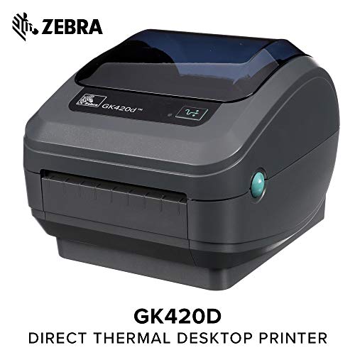 Product Cover Zebra - GK420d Direct Thermal Desktop Printer for Labels, Receipts, Barcodes, Tags, and Wrist Bands - Print Width of 4 in - USB, Serial, and Parallel Port Connectivity