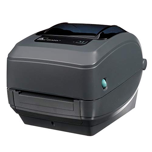 Product Cover Zebra - GK420t Thermal Transfer Desktop Printer for labels, Receipts, Barcodes, Tags, and Wrist Bands - Print Width of 4 in - USB, Serial, and Parallel Connectivity - GK42-102510-000