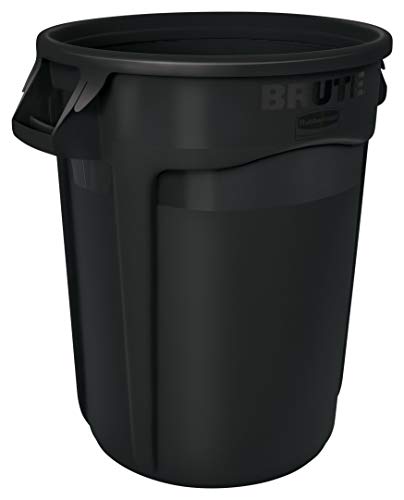 Product Cover Rubbermaid Commercial Products 1867531 BRUTE Heavy-Duty Round Trash/Garbage Can, 32-Gallon, Black