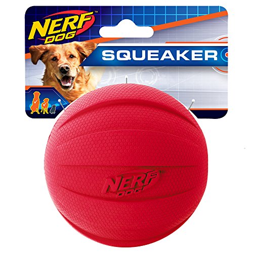 Product Cover Nerf Dog Squeak Rubbber Ball Dog Toy, Medium/Large, Red