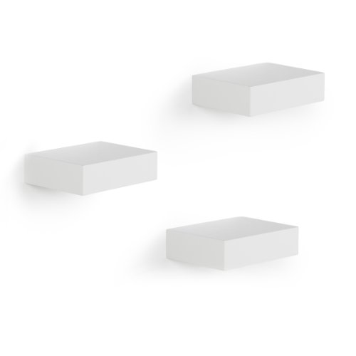 Product Cover Umbra Showcase Floating Shelves (Set of 3), Gallery Style Display for Small Objects and More, White