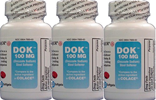 Product Cover Docusate Sodium 100 MG Softgels Generic for Colace 100 ea 3 PACK Total 300 Softgel Capsules