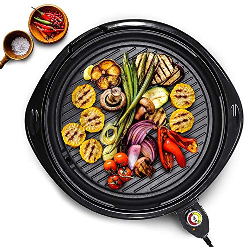 Product Cover Maxi-Matic EMG-980B Indoor Electric Nonstick Grill Adjustable Thermostat, Dishwasher Safe, Faster Heat Up, Low-Fat Meals, Easy To Clean Design, Includes Glass Lid, 14