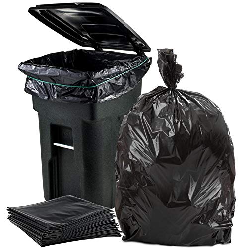 Product Cover Plasticplace 64-65 Gallon Trash Can Liners for Toter │ 1.5 Mil │ Black Heavy Duty Garbage Bags │ 50