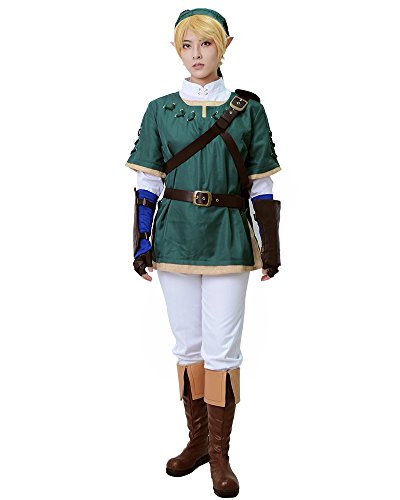 Product Cover miccostumes Men's Link Cosplay Costume Medium Green and White