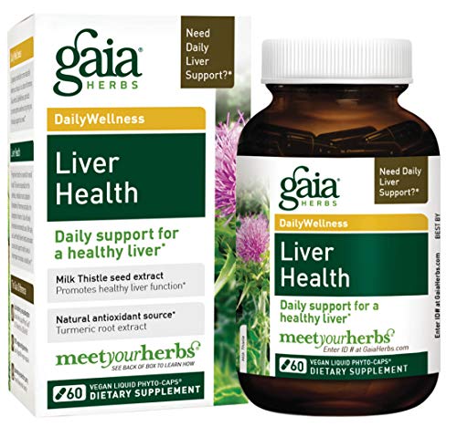 Product Cover Gaia Herbs Liver Health Vegan Liquid Capsules, 60 Count - Daily Liver Detox Supplement, Antioxidant Source with Organic Milk Thistle, Turmeric (Curcumins), Licorice Root