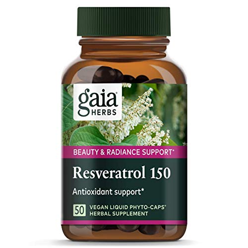 Product Cover Gaia Herbs Resveratrol 150, Vegan Liquid Capsules, 50 Count - Antioxidant & Cardiovascular Support for Healthy Aging, Highly Concentrated Trans-Resveratrol
