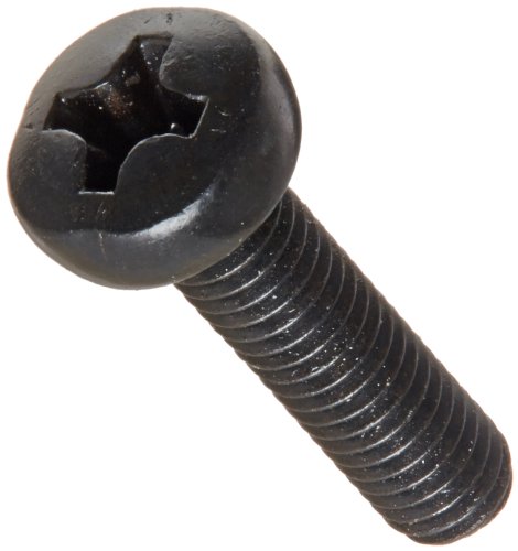 Product Cover Steel Pan Head Machine Screw, Black Oxide Finish, Meets DIN 7985, #1 Phillips Drive, M3-0.5 Thread Size, 12 mm Length, Fully Threaded, Import (Pack of 100)