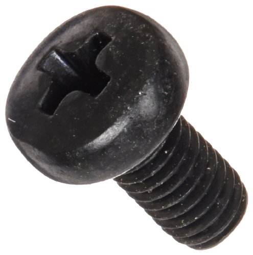 Product Cover Steel Pan Head Machine Screw, Black Oxide Finish, Meets DIN 7985, #1 Phillips Drive, M3-0.5 Thread Size, 6 mm Length, Fully Threaded, Import (Pack of 100)