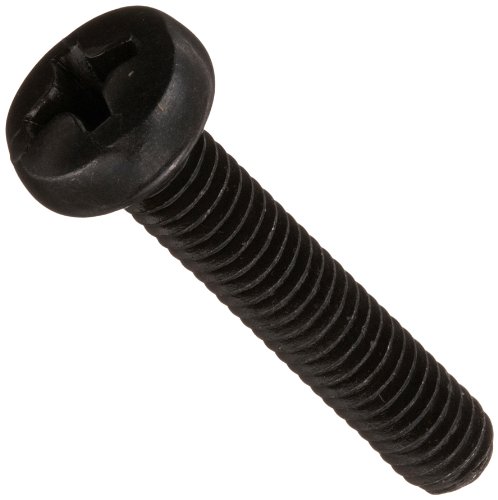 Product Cover Steel Pan Head Machine Screw, Black Oxide Finish, Meets DIN 7985, #2 Phillips Drive, M4-0.7 Thread Size, 20 mm Length, Fully Threaded, Import (Pack of 100)