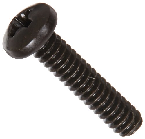 Product Cover Steel Pan Head Machine Screw, Black Oxide Finish, Meets ASME B18.6.3, #1 Phillips Drive, #4-40 Thread Size, 1/2