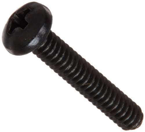 Product Cover Steel Pan Head Machine Screw, Black Oxide Finish, Meets ASME B18.6.3, #1 Phillips Drive, #4-40 Thread Size, 5/8