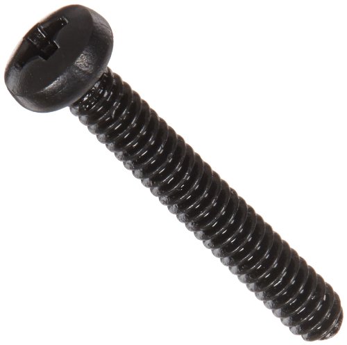 Product Cover Steel Pan Head Machine Screw, Black Oxide Finish, Meets ASME B18.6.3, #1 Phillips Drive, #4-40 Thread Size, 3/4