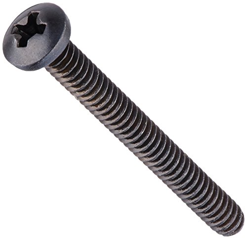 Product Cover Steel Pan Head Machine Screw, Black Oxide Finish, Meets ASME B18.6.3, #1 Phillips Drive, #4-40 Thread Size, 1