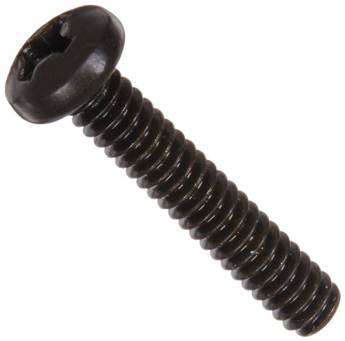 Product Cover Steel Pan Head Machine Screw, Black Oxide Finish, Meets ASME B18.6.3, #2 Phillips Drive, #6-32 Thread Size, 3/4