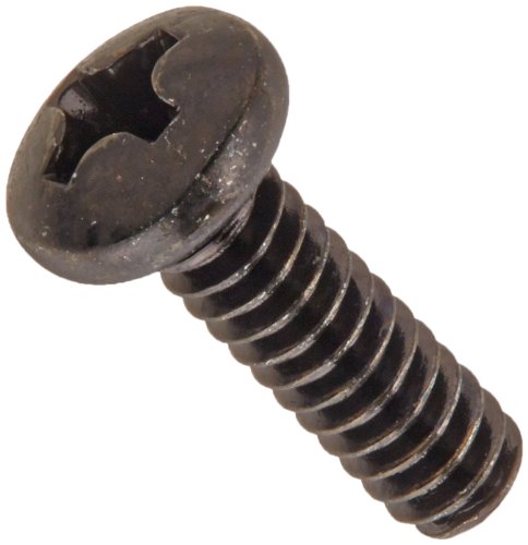 Product Cover Steel Pan Head Machine Screw, Black Zinc Plated, Meets ASME B18.6.3, #1 Phillips Drive, #2-56 Thread Size, 3/16