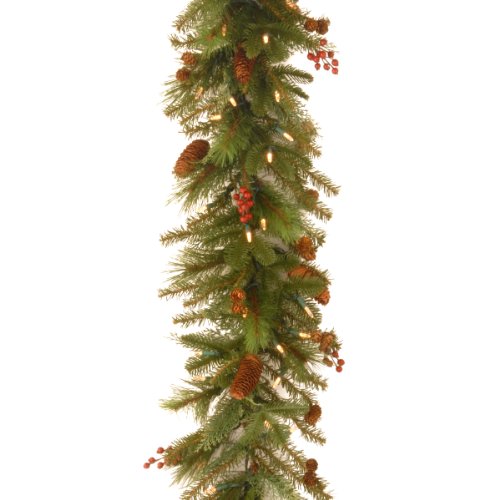 Product Cover National Tree 6 Foot by 14 Inch Noelle Garland with Cones and 60 Battery Operated Soft White LED Lights (NL13-300L-6B-1)