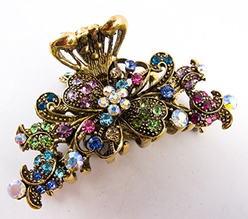 Product Cover New Style Multi-color Crystal Bronze Metal Alloy Flower Hair Claws Clips Pins #86 by beautyxyz
