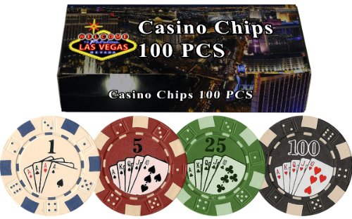 Product Cover Da Vinci 100 Dice Straight Flush Poker Chips in Las Vegas Gift Box, 11.5gm
